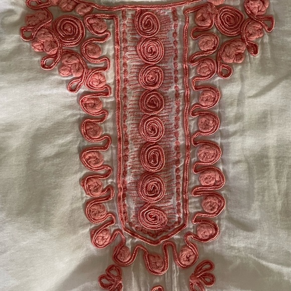🆕 [Banana Republic] White and Peach Cotton Embroidered Zip Top Sz: 2 - Picture 9 of 12